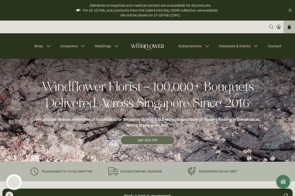 Windflower Florist homepage screenshot