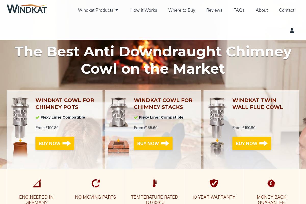 Windkatcowls homepage screenshot