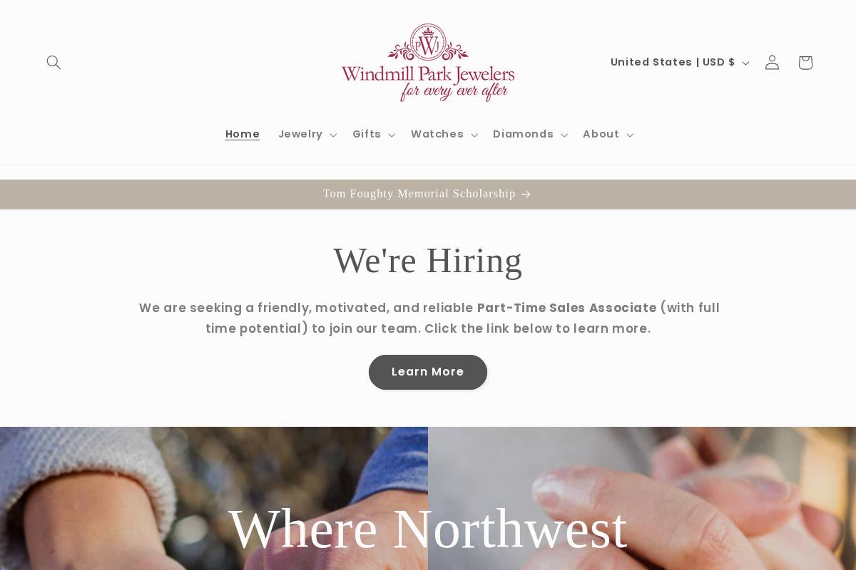 windmillparkjewelers.com homepage screenshot