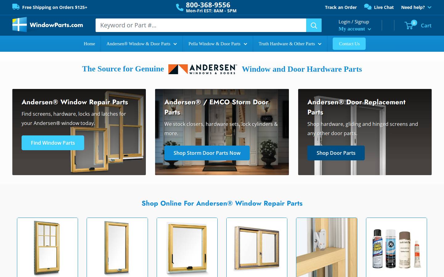 WindowParts.com homepage screenshot