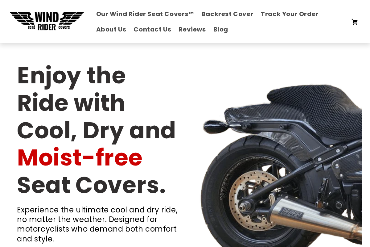 Windriderseatcovers homepage screenshot