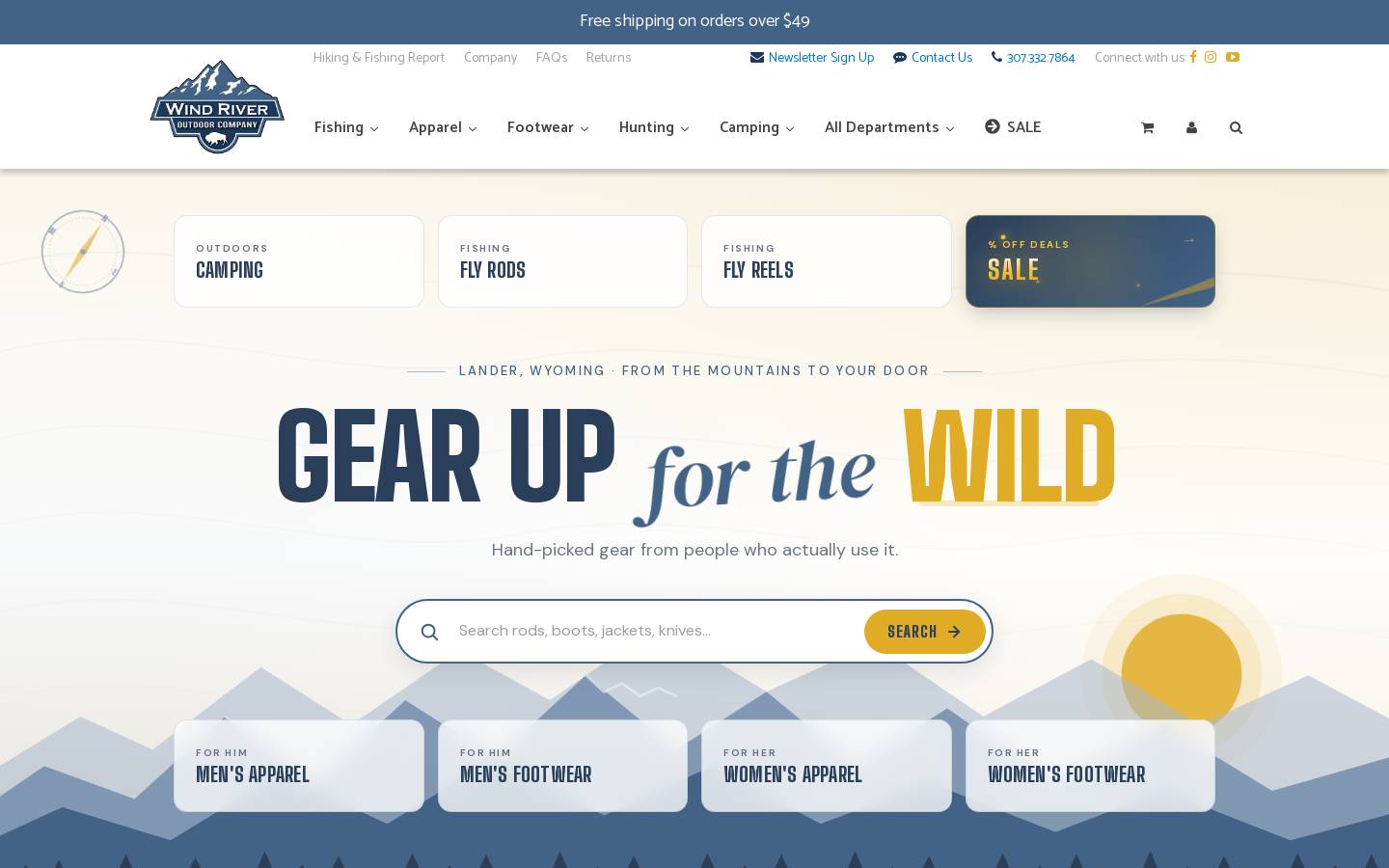 windriveroutdoorcompany.com homepage screenshot
