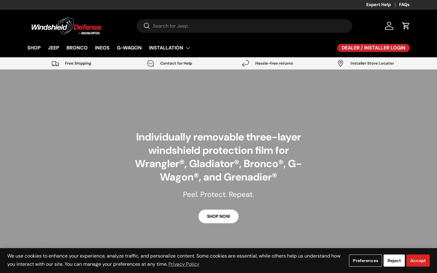 windshielddefense.com homepage screenshot