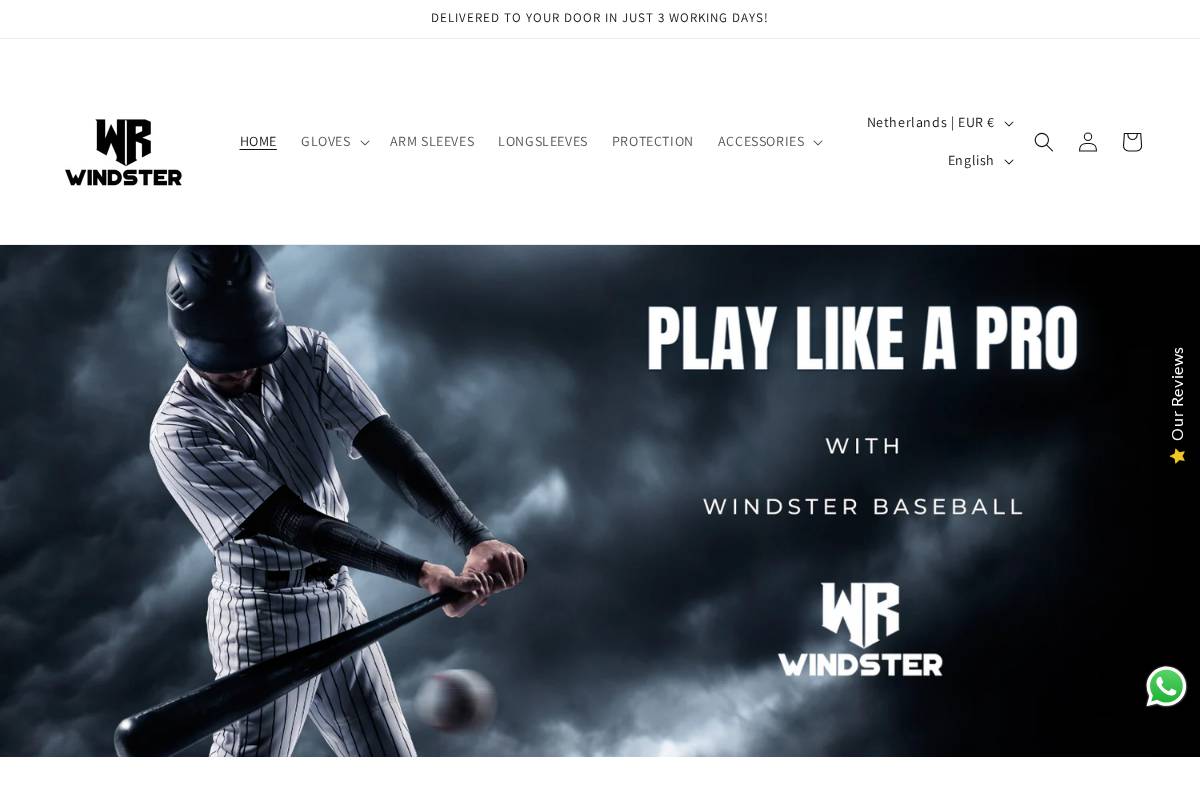 windsterbaseball.com homepage screenshot
