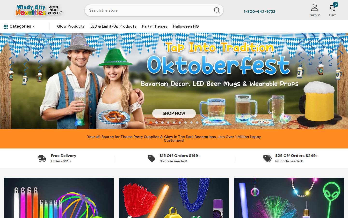 Windy City Novelties homepage screenshot