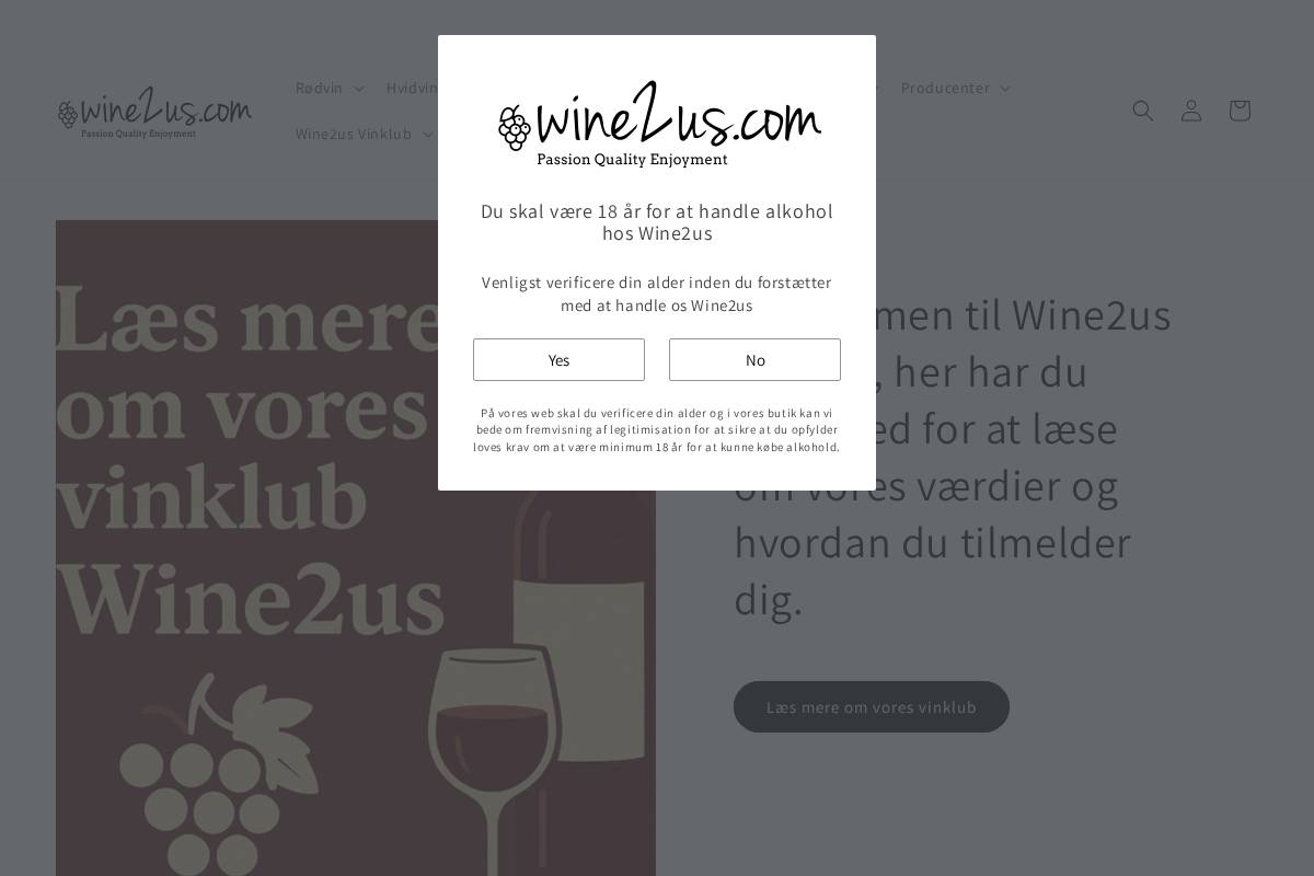 Wine2us homepage screenshot