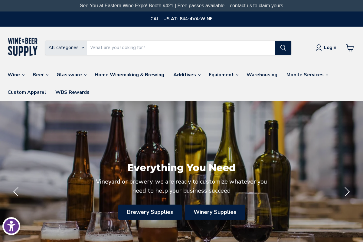 Wine & Beer Supply homepage screenshot