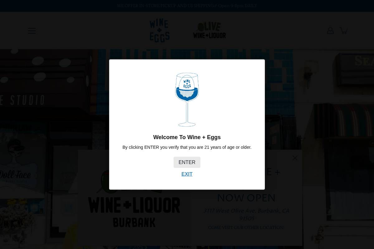 wineandeggs.com homepage screenshot