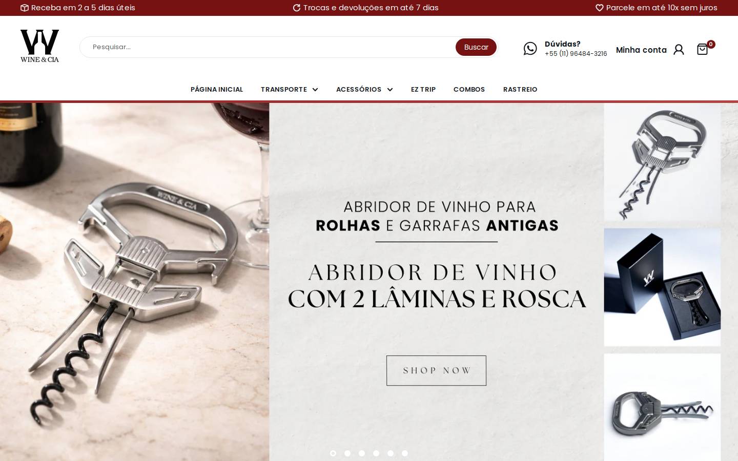 winecia.com.br homepage screenshot