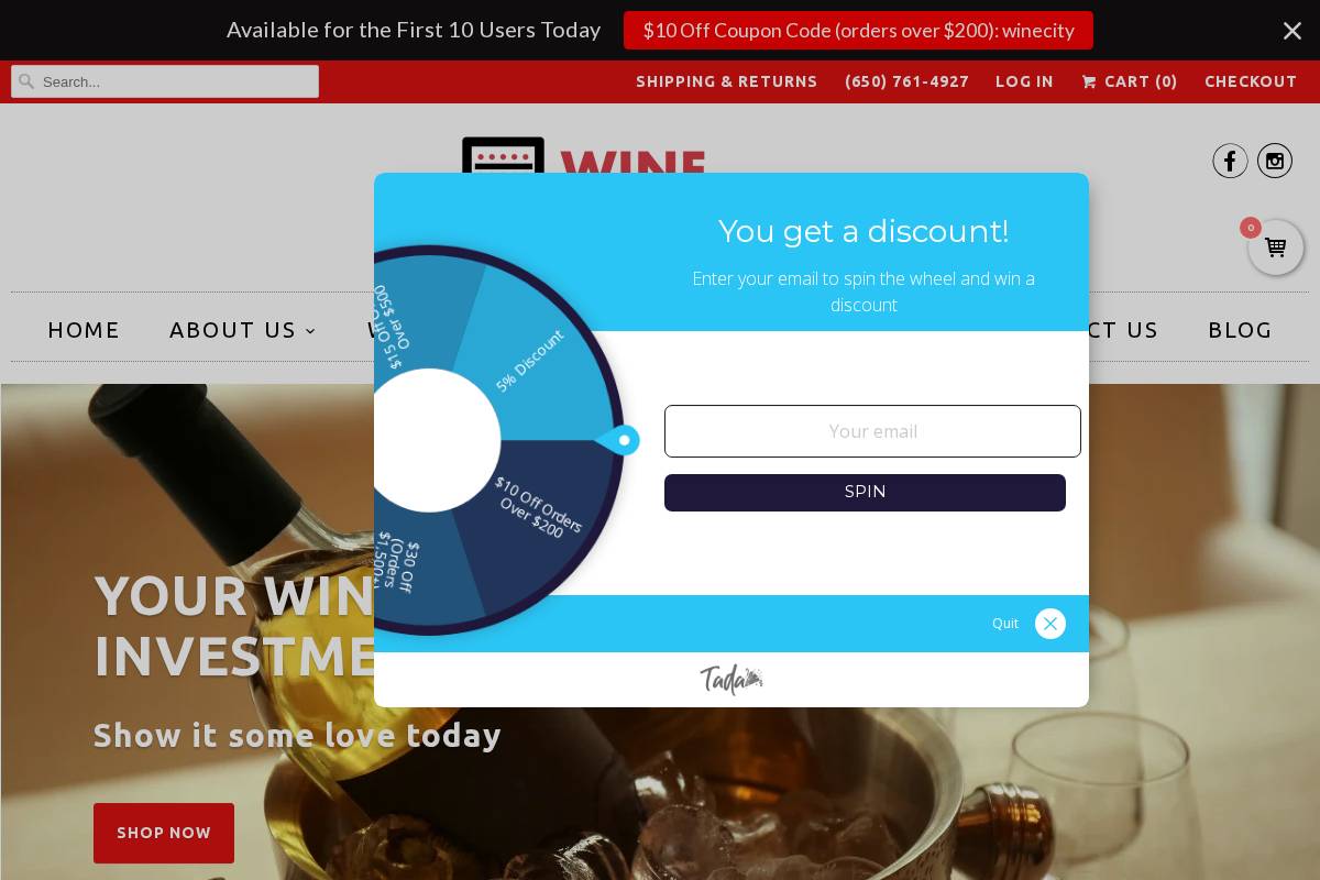 Winecoolercity homepage screenshot