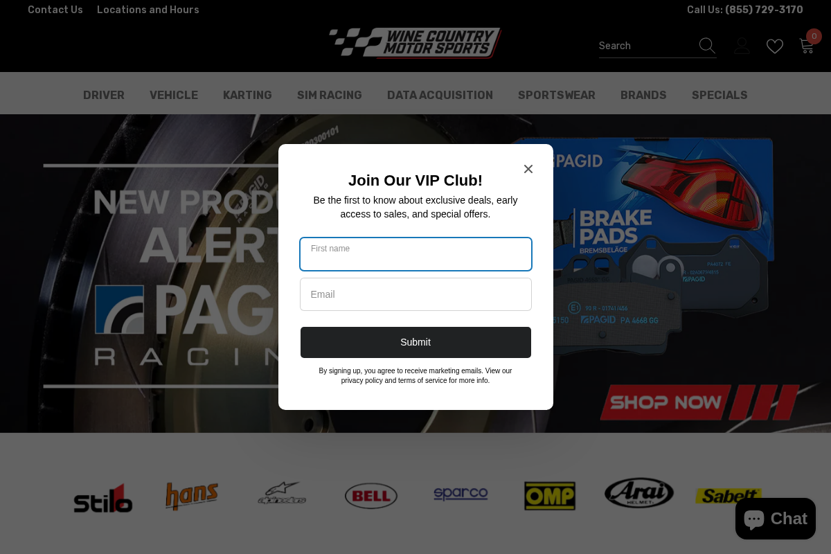 Wine Country Motor Sports homepage screenshot