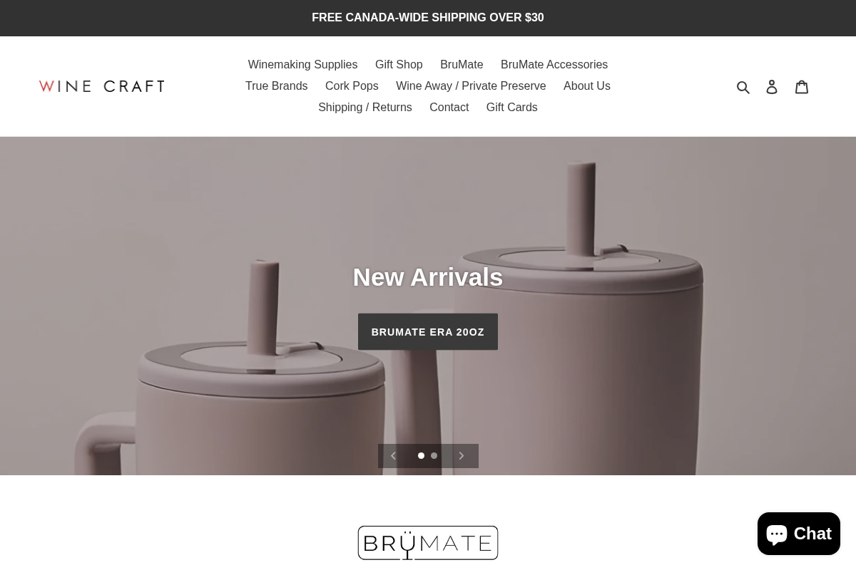 Wine Craft homepage screenshot