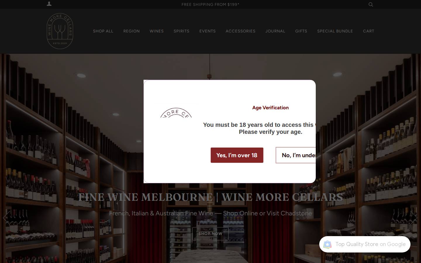 winemore.com.au homepage screenshot