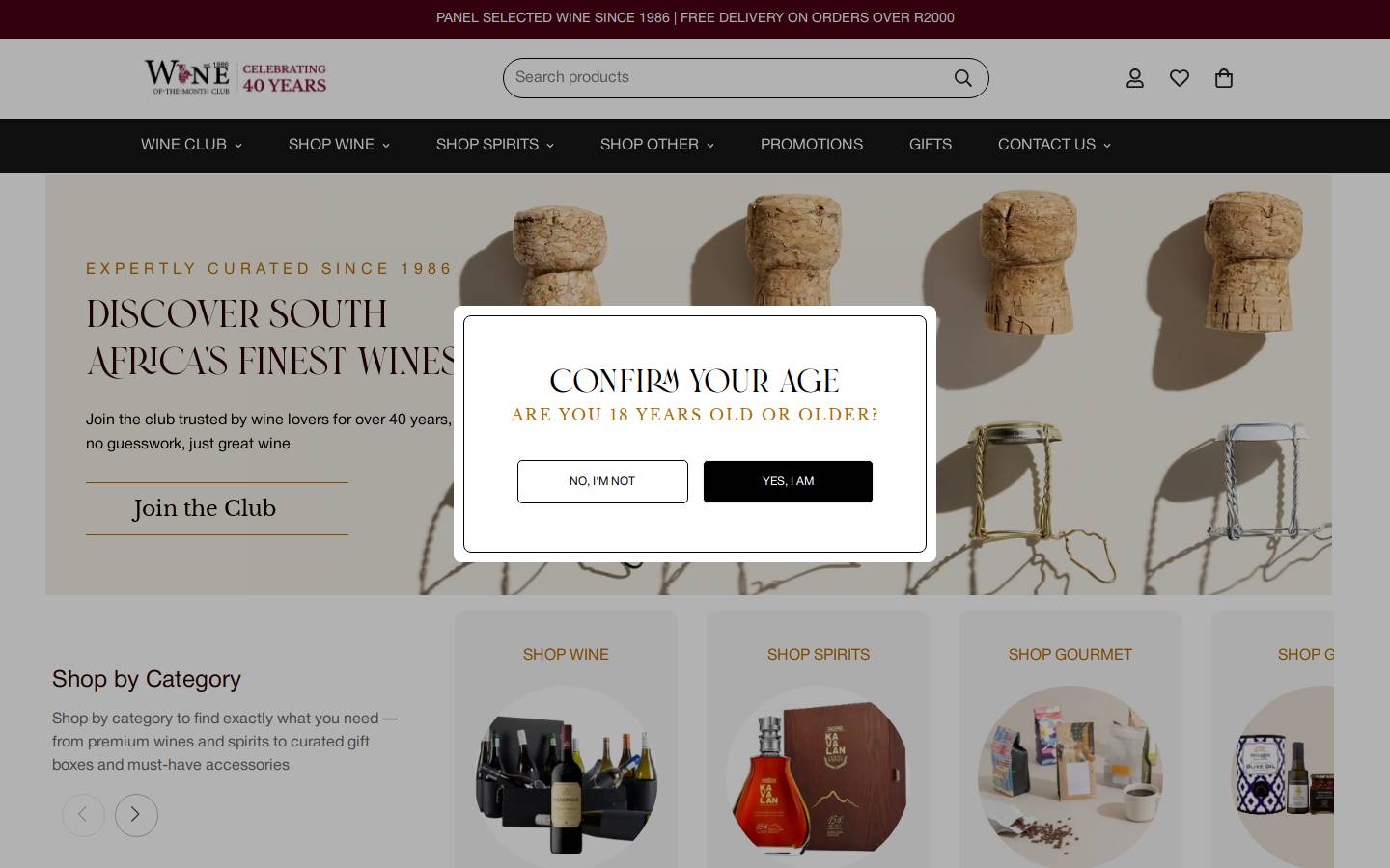 wineofthemonth.co.za homepage screenshot