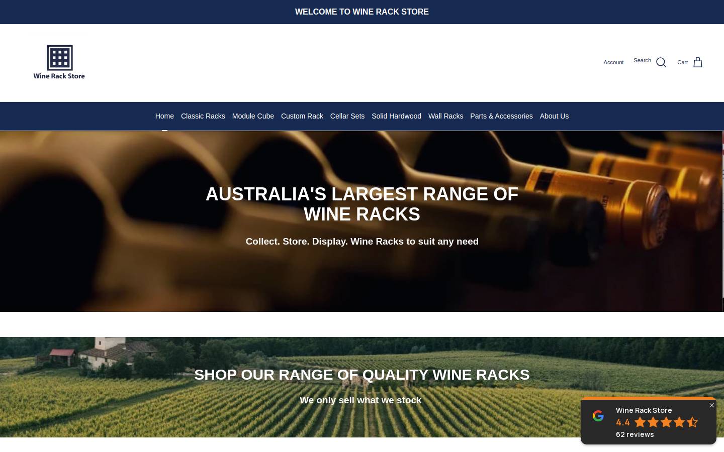 winerack-store.com.au homepage screenshot