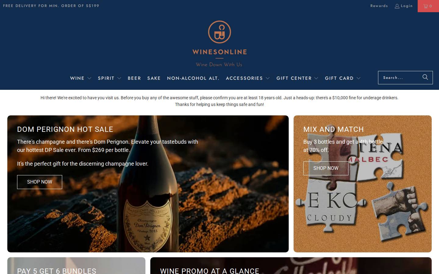 Wines.com homepage screenshot