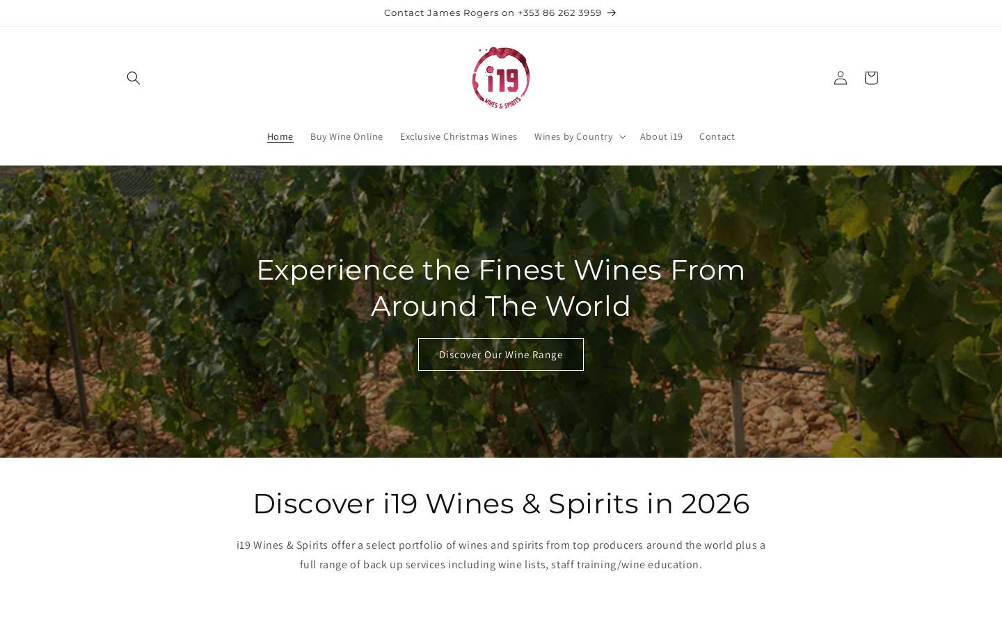 winesandspirits.ie homepage screenshot