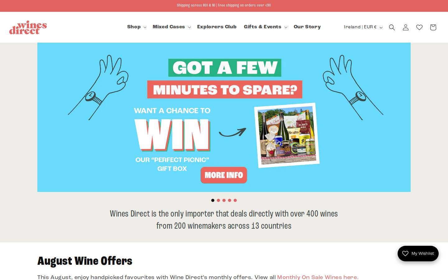 Wines Direct homepage screenshot