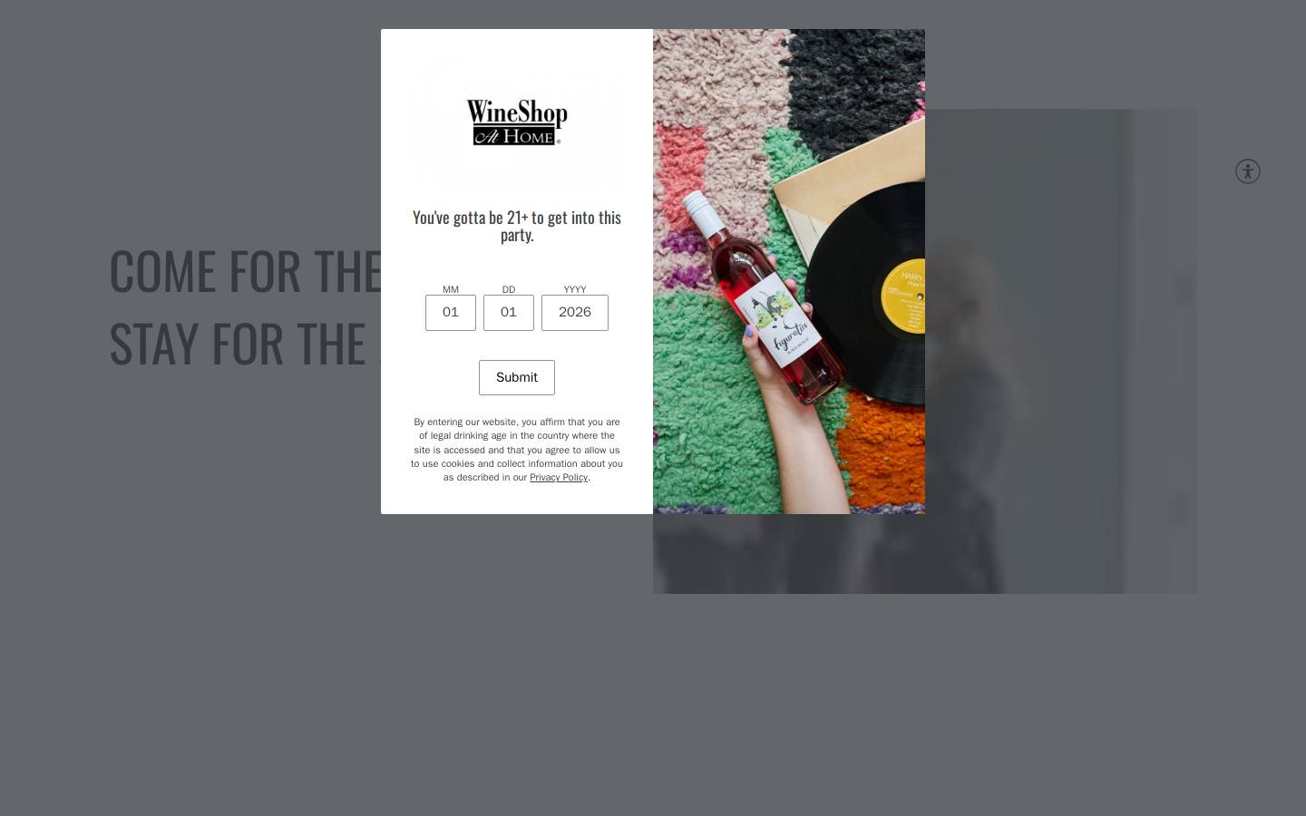 wineshopathome.com homepage screenshot