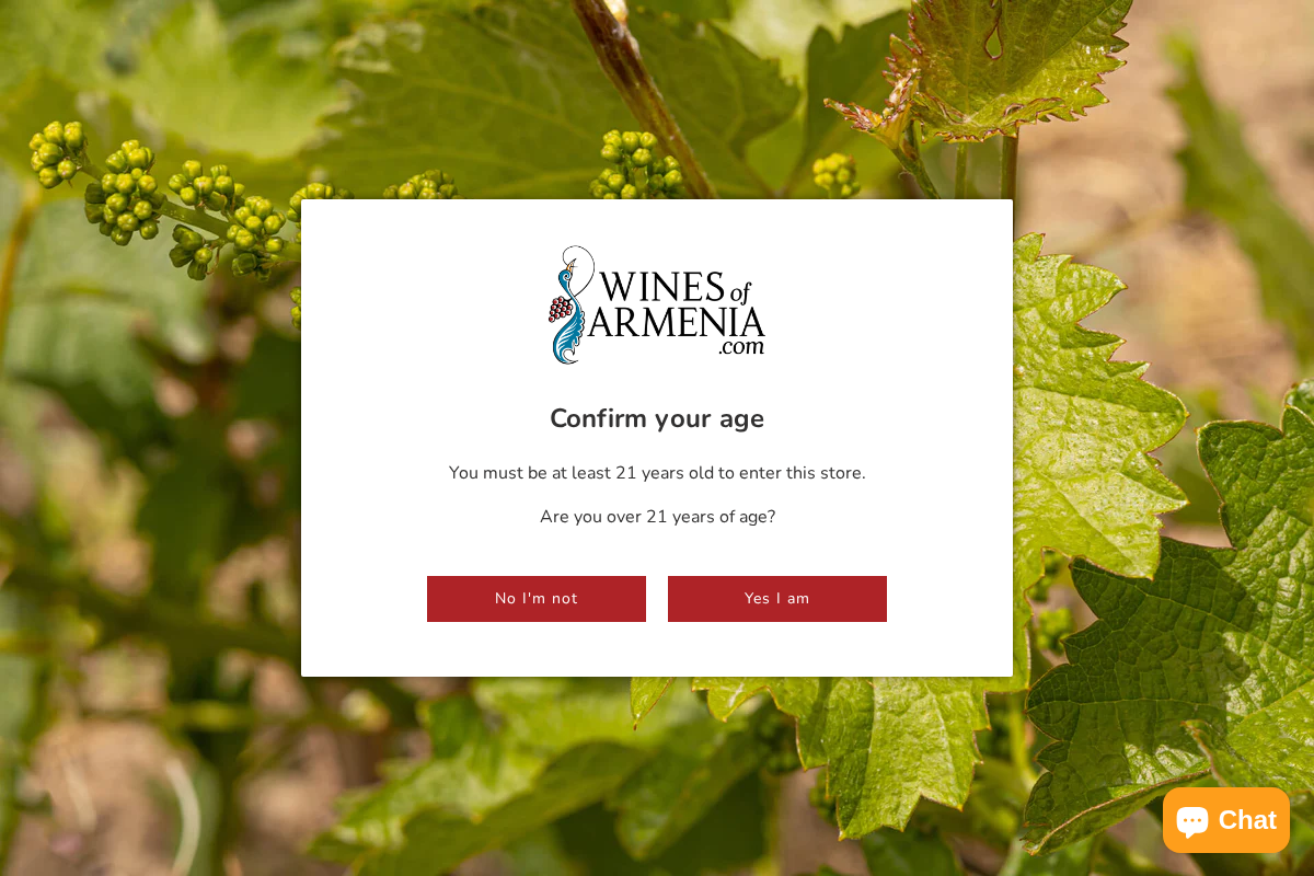 WinesofArmenia.com homepage screenshot