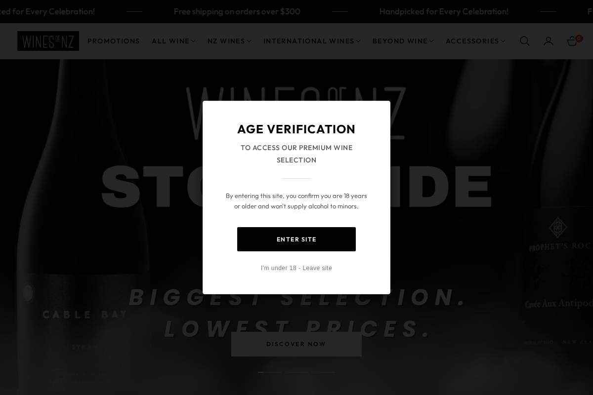 winesofnz.com homepage screenshot