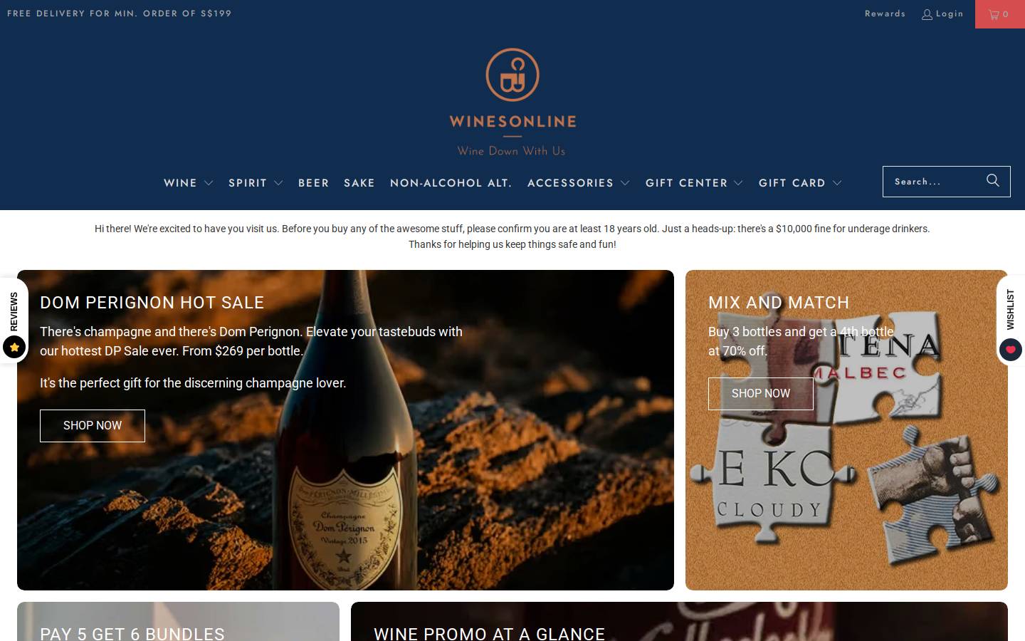 winesonline.com.sg homepage screenshot
