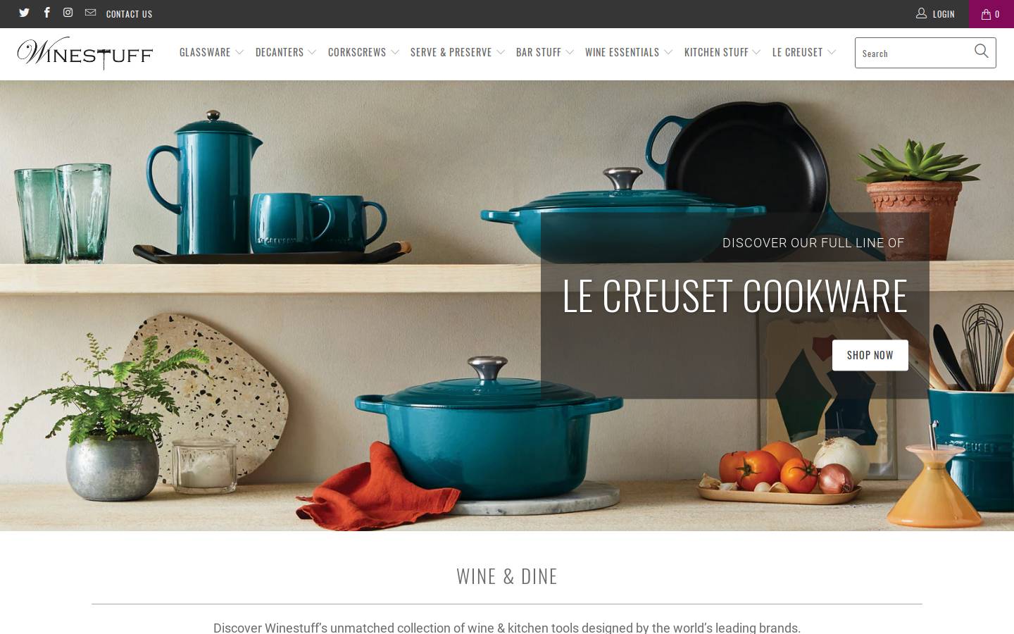Winestuff homepage screenshot
