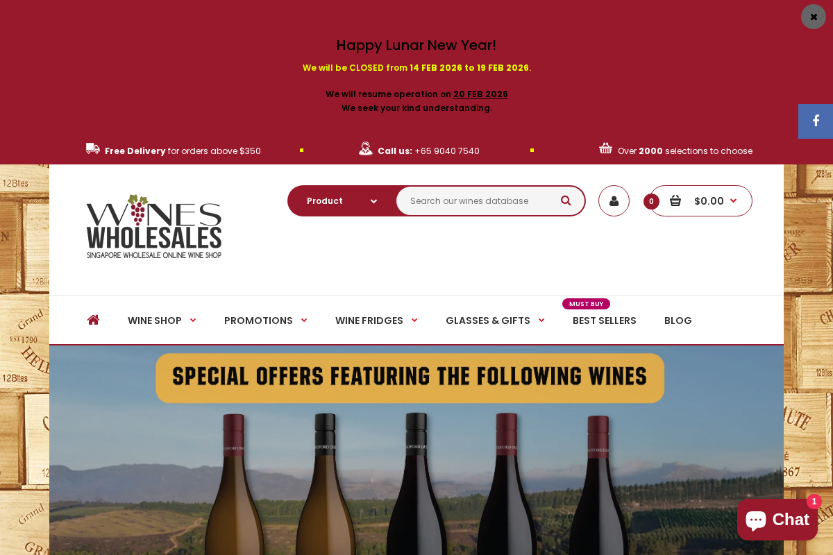 Singapore Wines Wholesales homepage screenshot