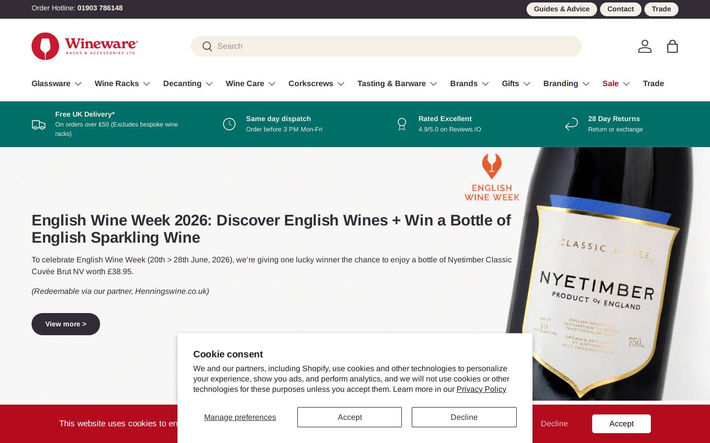 Wineware homepage screenshot