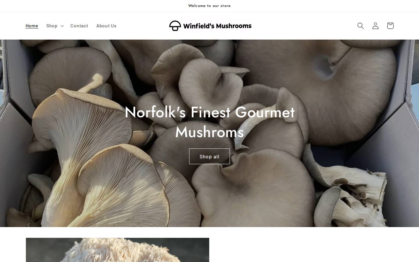 winfieldsmushrooms.com homepage screenshot
