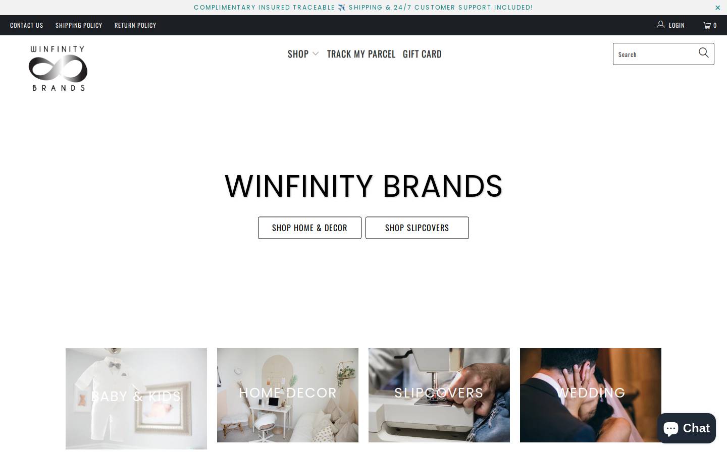 winfinitybrands.com homepage screenshot