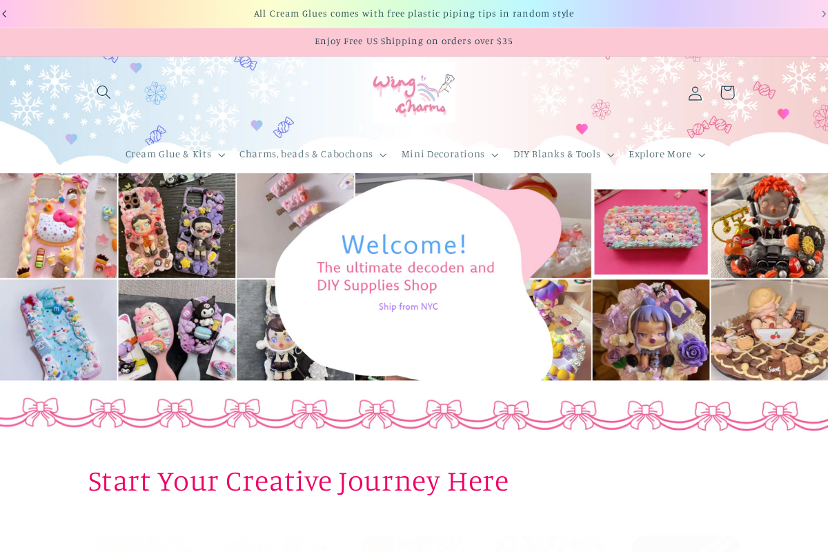 Wingcharms homepage screenshot