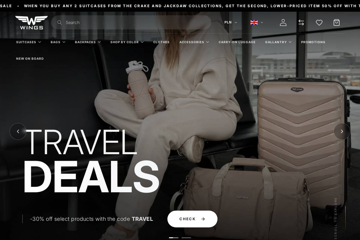 Wingsbrand homepage screenshot