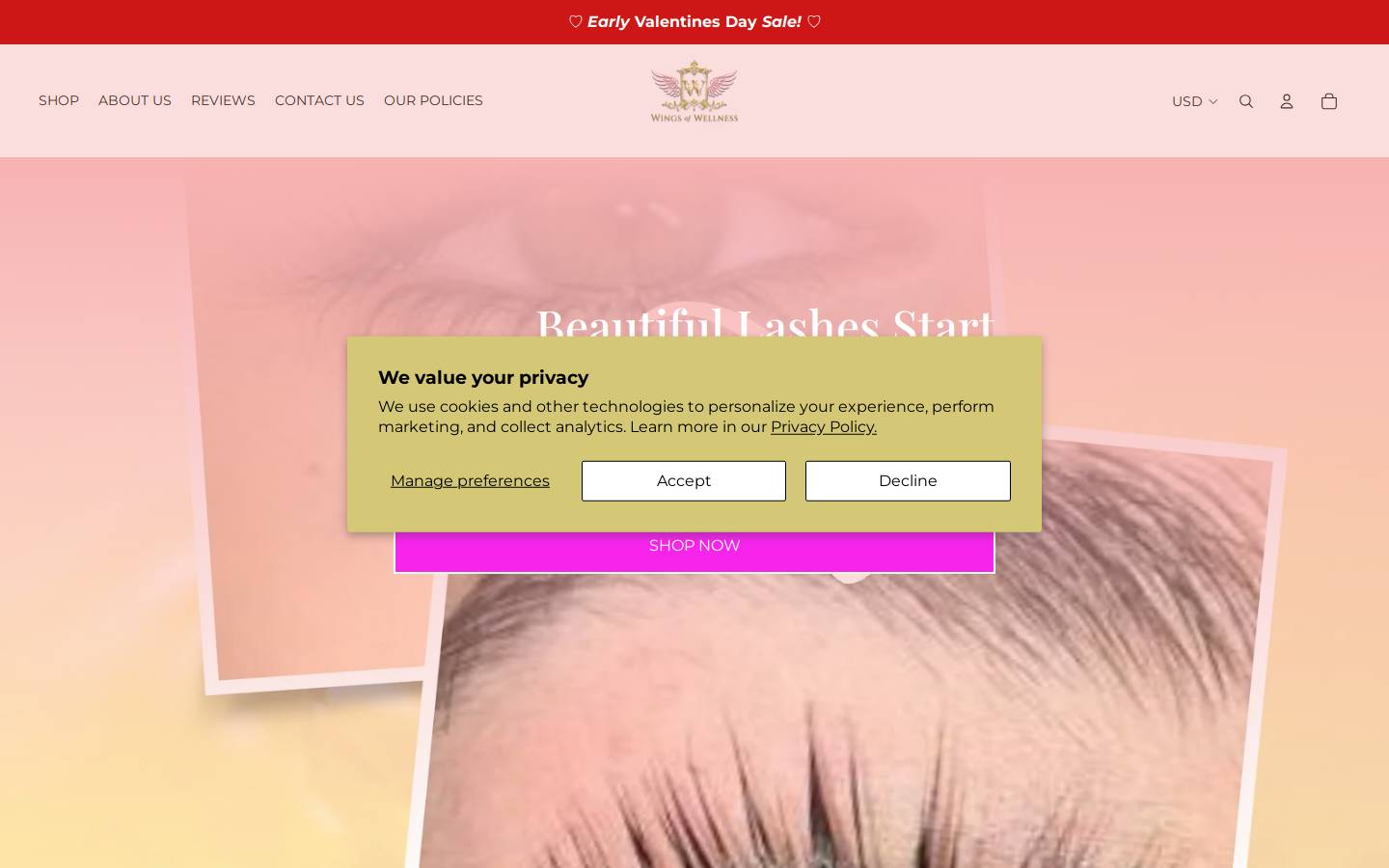 wingsofwellness.store homepage screenshot