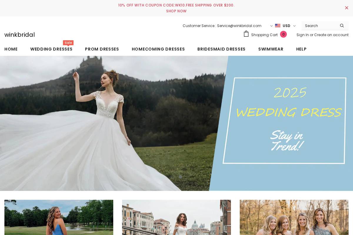 winkbridal.com homepage screenshot