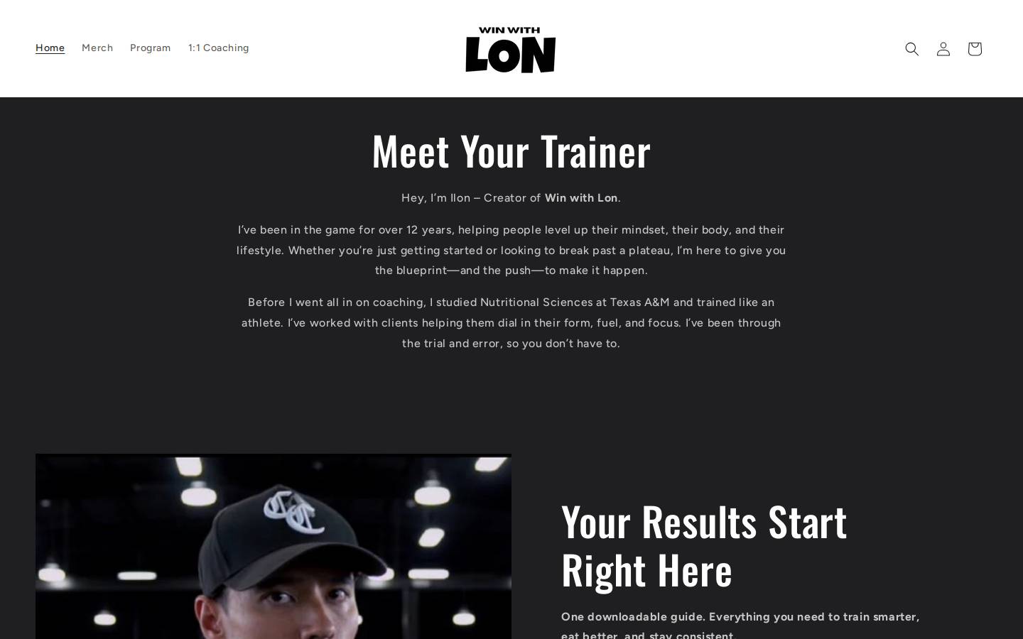 winningwithlon.com homepage screenshot