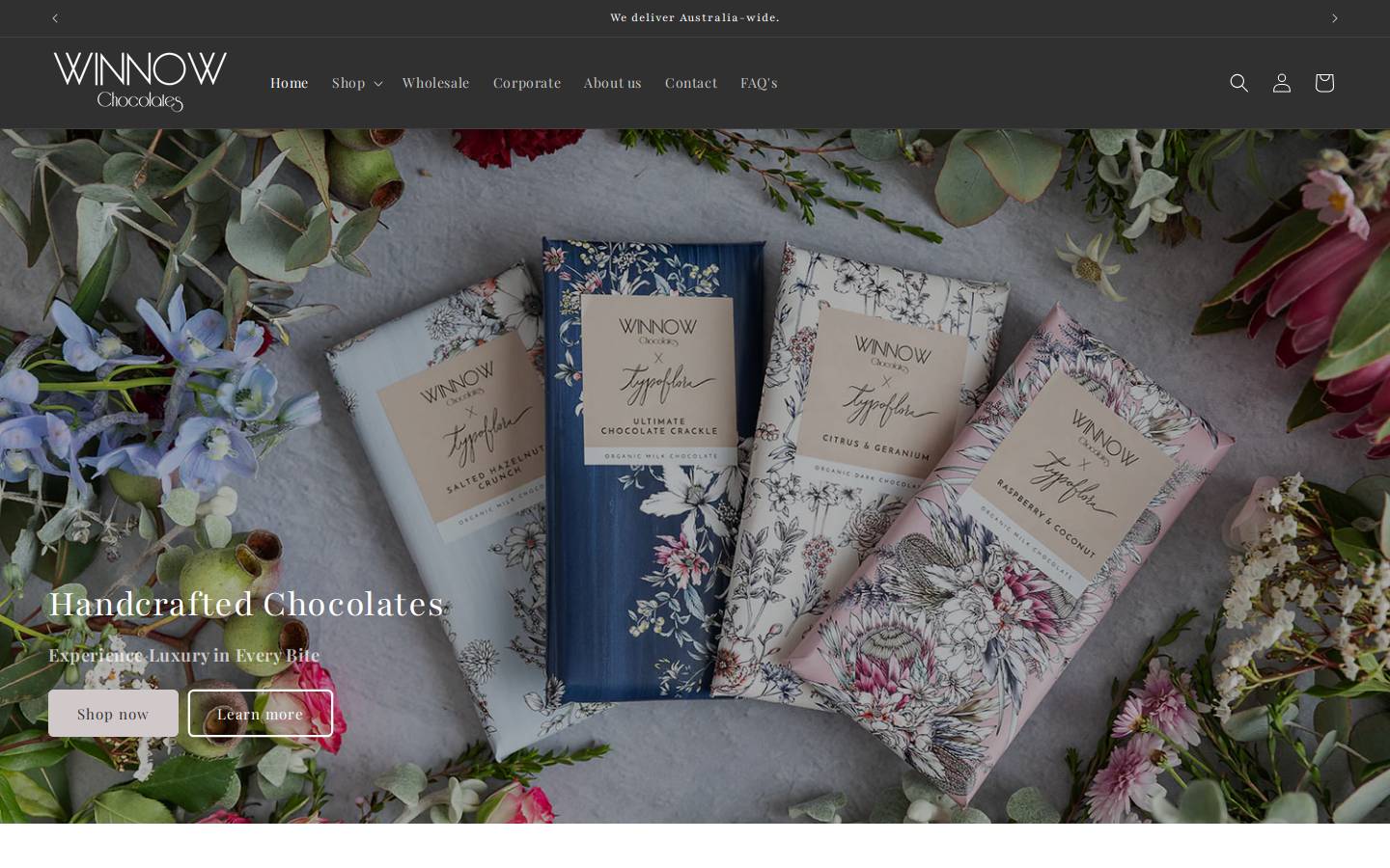 winnowchocolates.com homepage screenshot