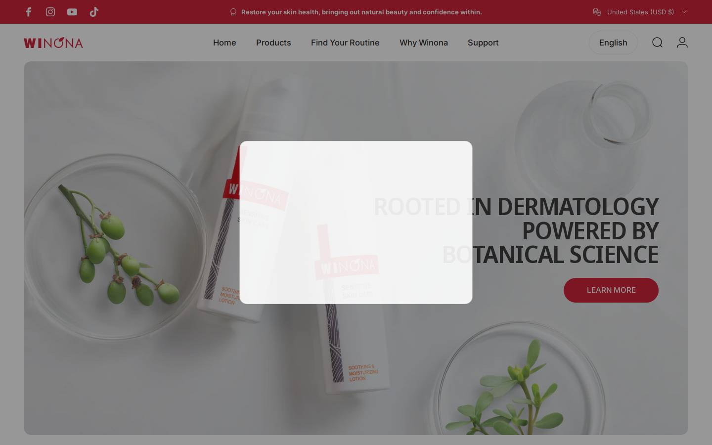 winonabeauty.com homepage screenshot
