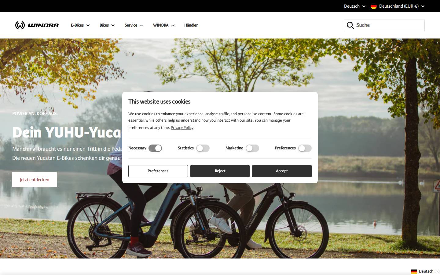 Winora homepage screenshot
