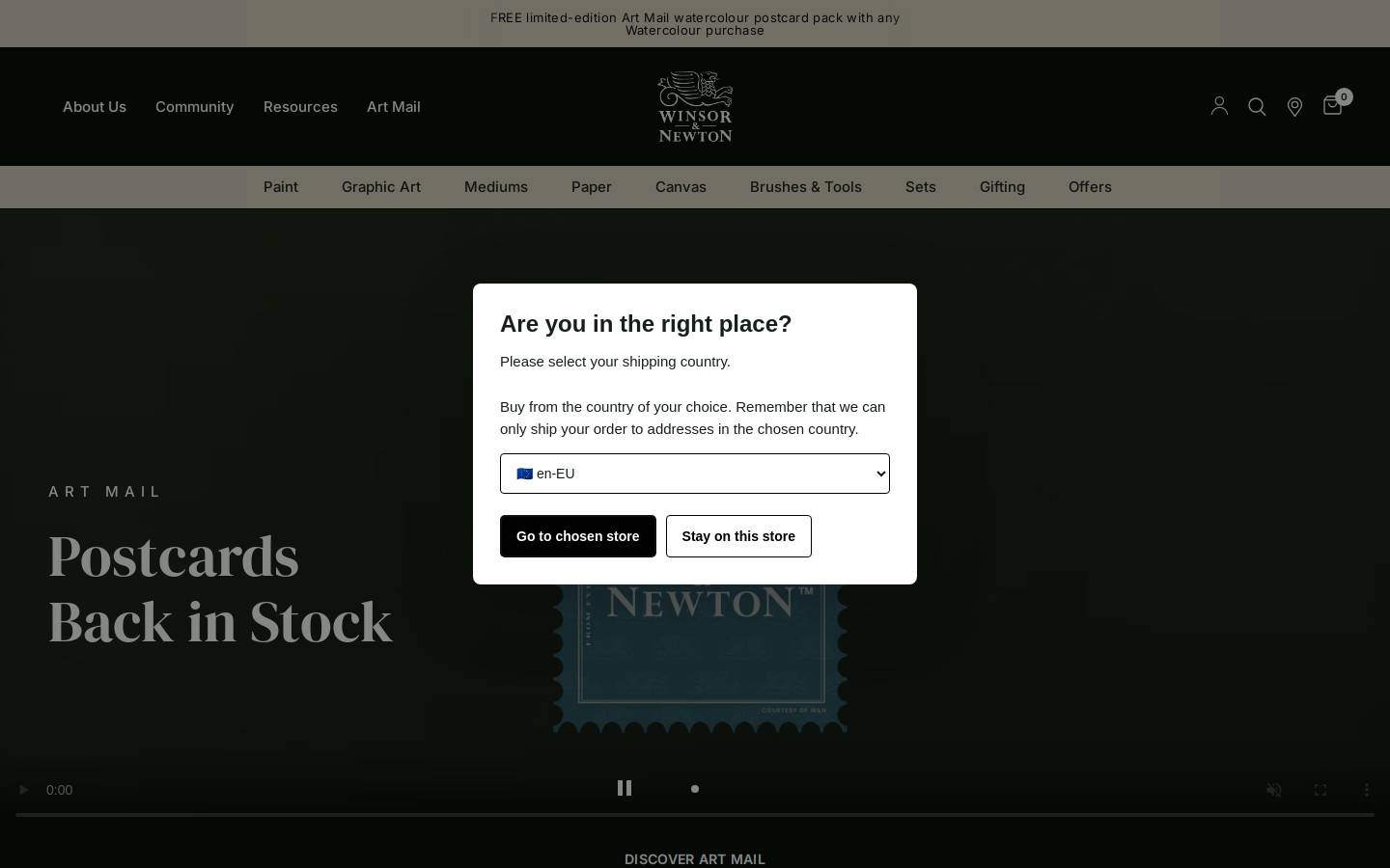Winsor & Newton homepage screenshot