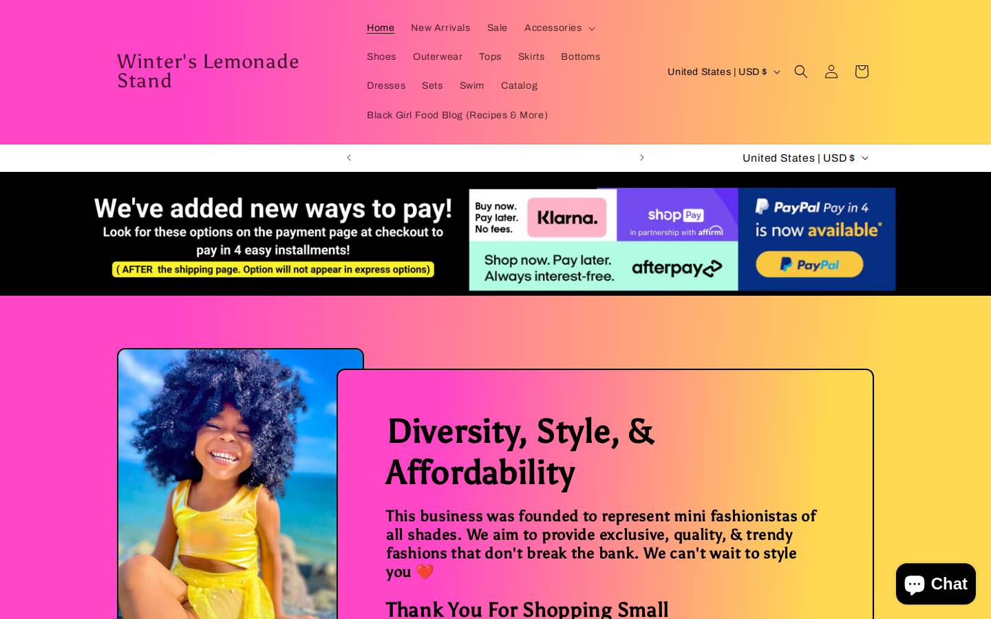 winterslemonadestand.com homepage screenshot