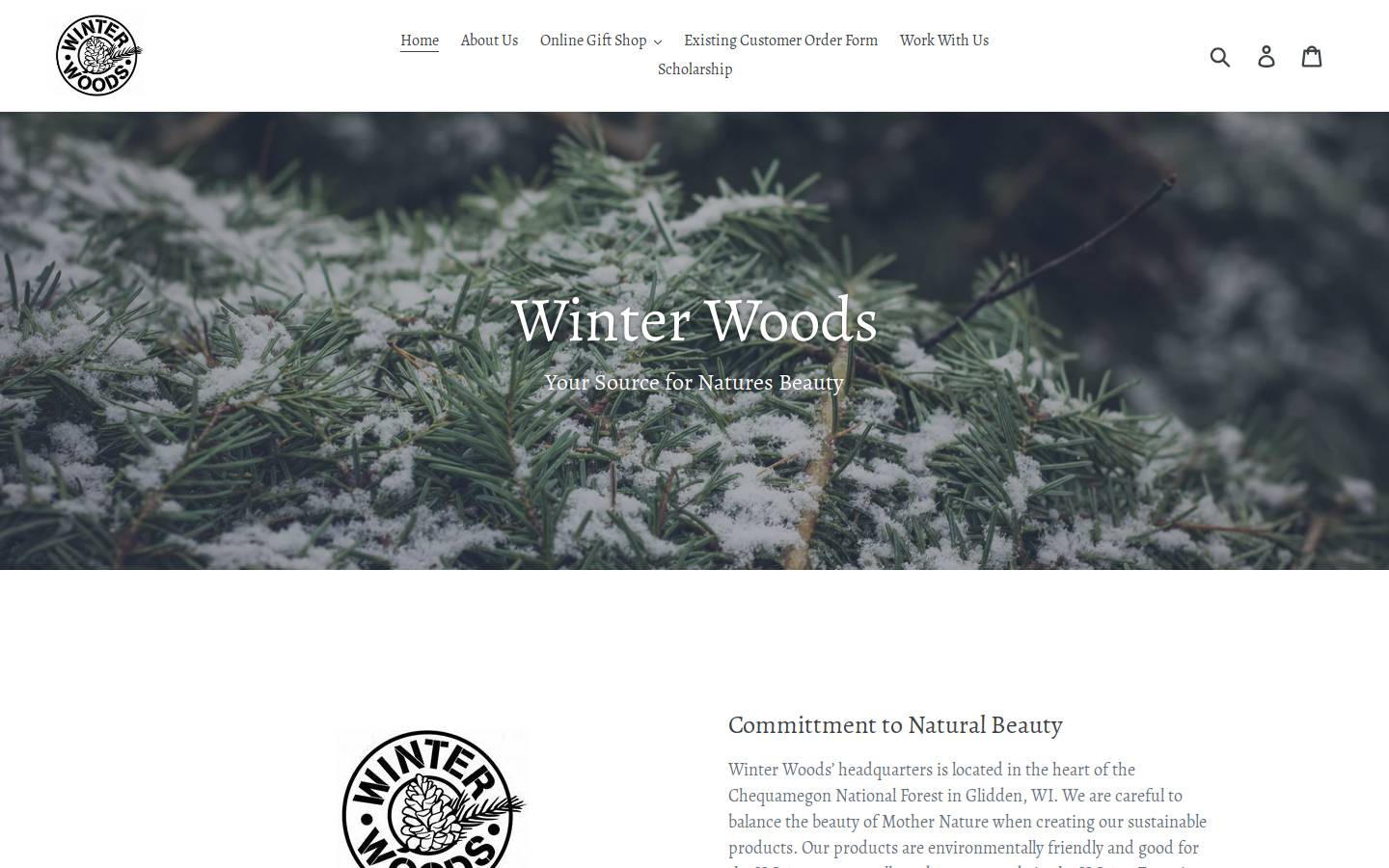 winterwoods.com homepage screenshot