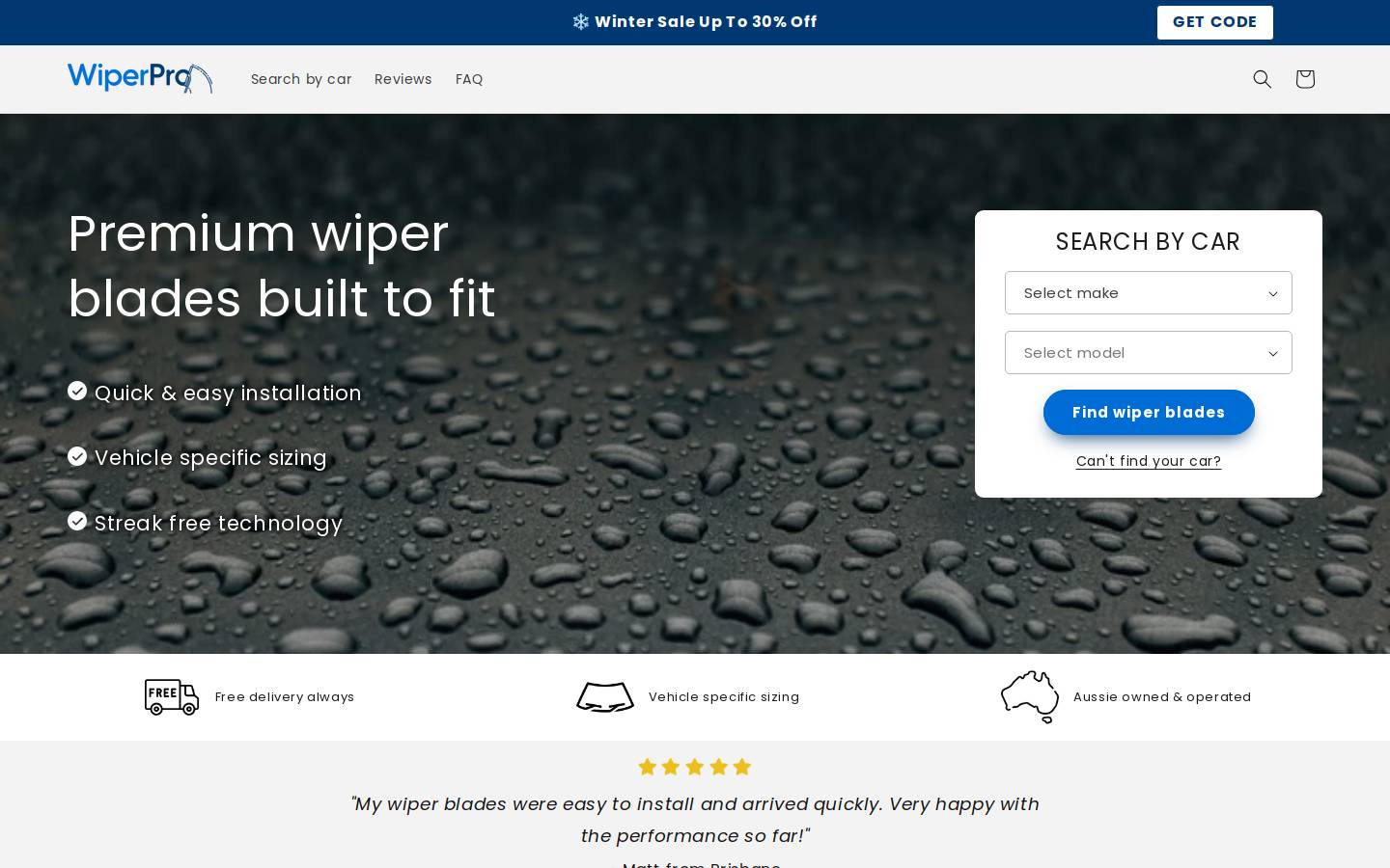 WiperPro homepage screenshot