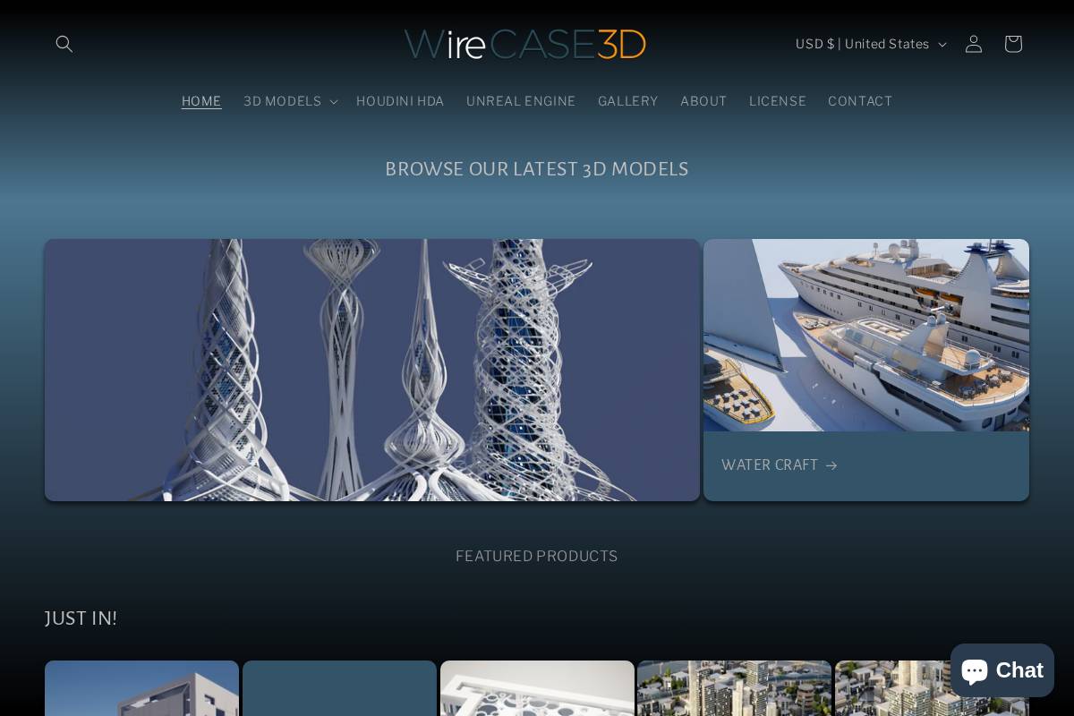 wirecase3d.com homepage screenshot