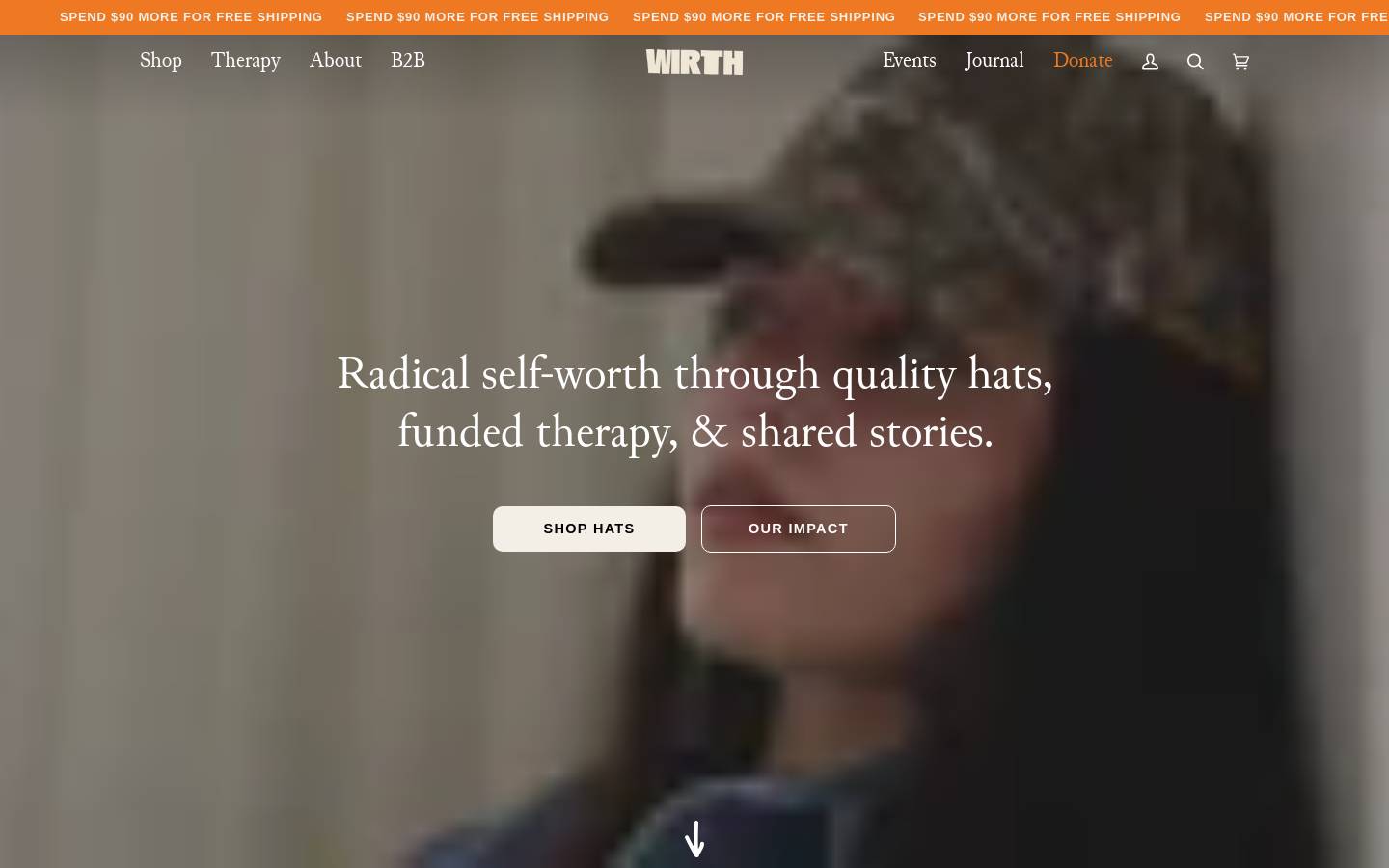 wirthhats.com homepage screenshot