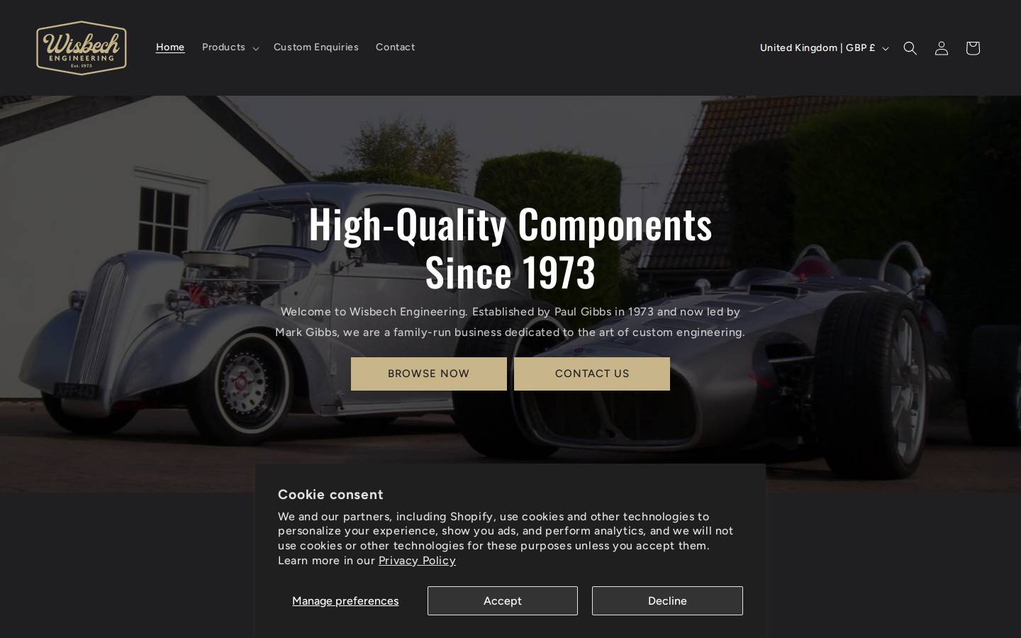 wisbechengineering.co.uk homepage screenshot