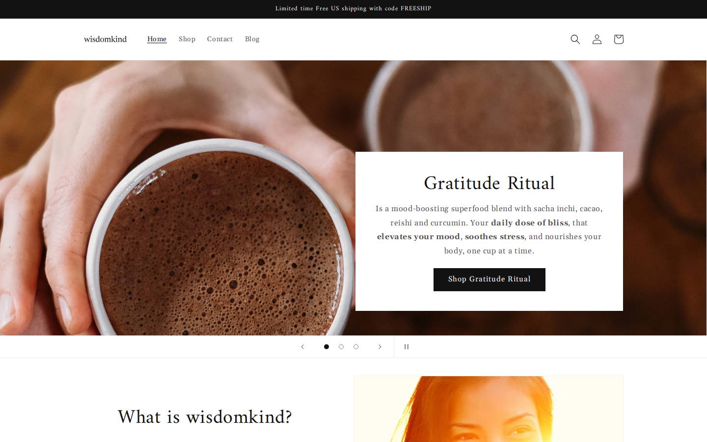 wisdomkind.com homepage screenshot