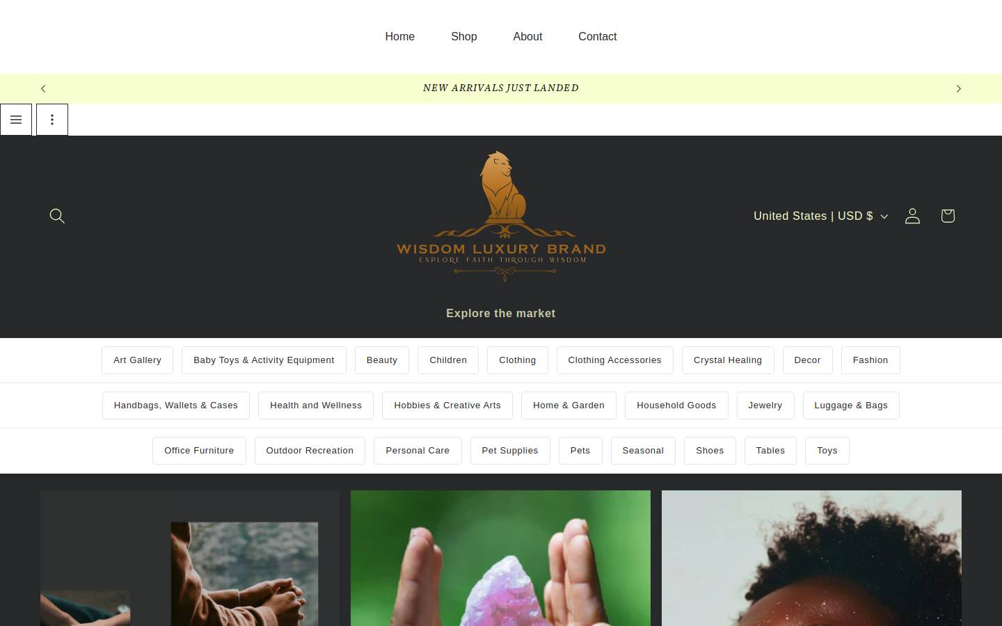 wisdomluxurybrand.com homepage screenshot