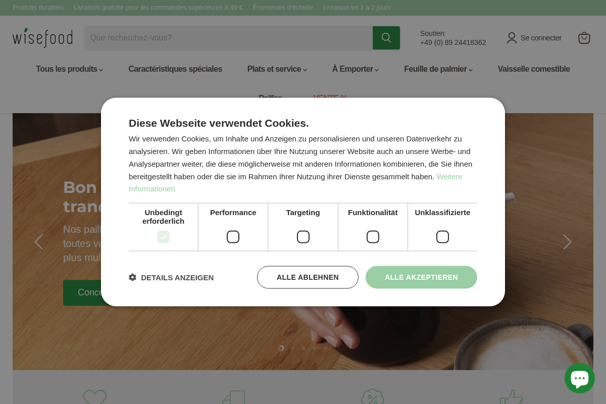 Wisefood homepage screenshot