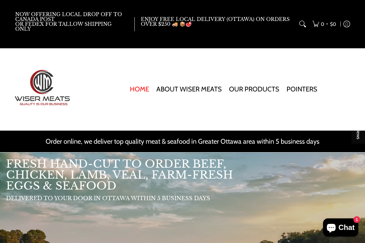 Wiser Meats homepage screenshot